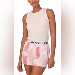 DKNY Pink and White Tank & Shorts Set